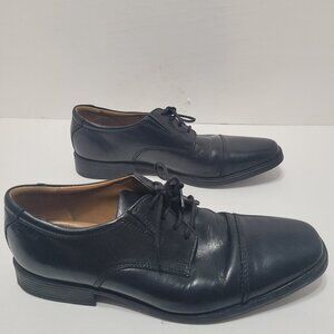 Clarks Black Leather Cap Toe Shoes - Mens 9 M (42 EUR)
